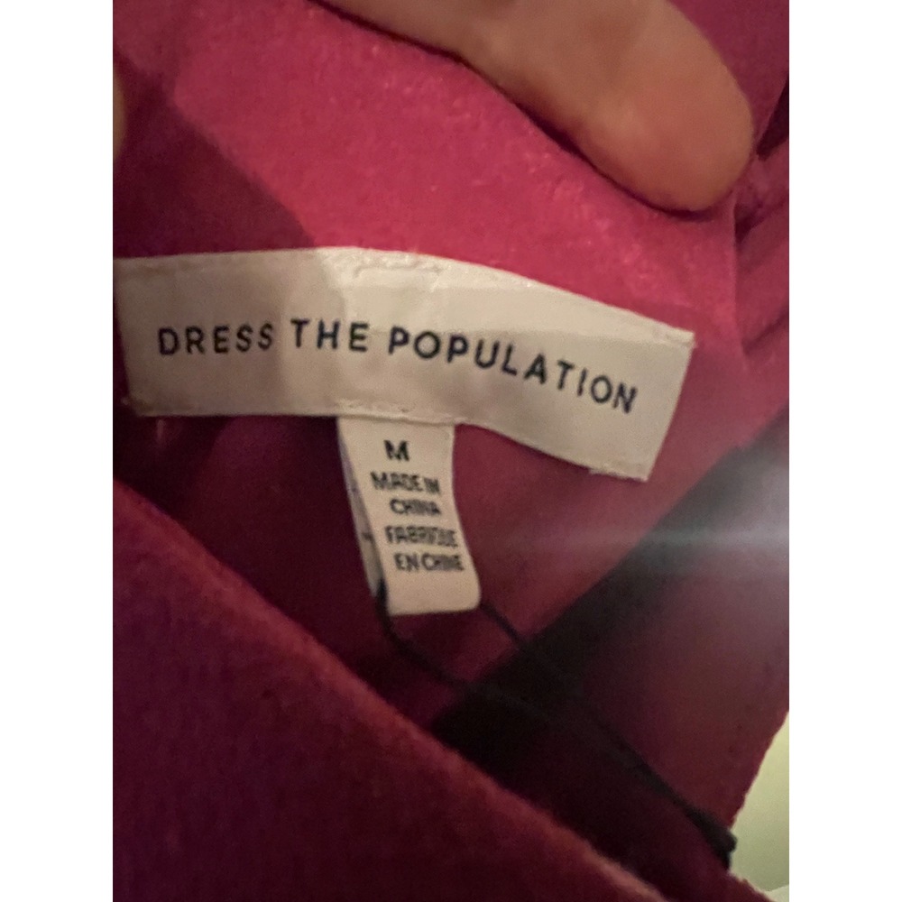 New DRESS THE POPULATION Gracelyn Blouson Jersey Gown In Hibiscus Sz M $248 - Picture 5 of 5
